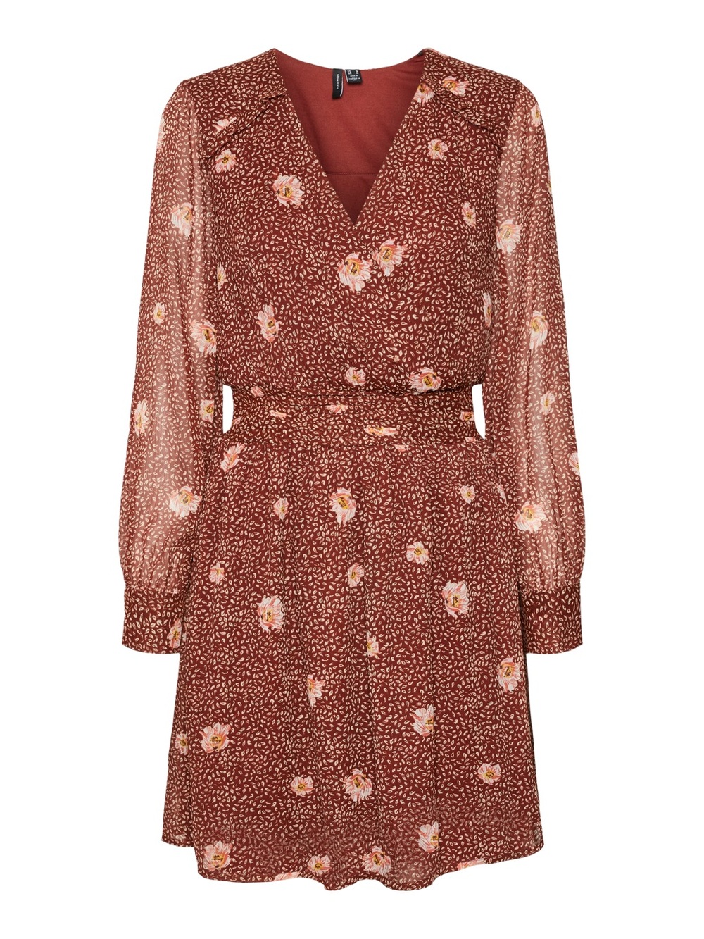 Vero Moda Burgundy Floral Long Sleeve Dress